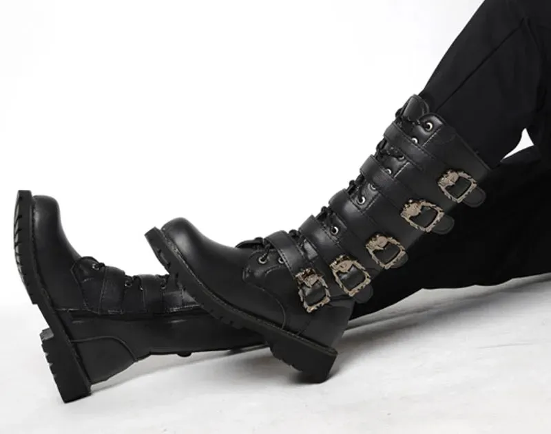 Mens Motorcycle Military Gothic Punk Boots