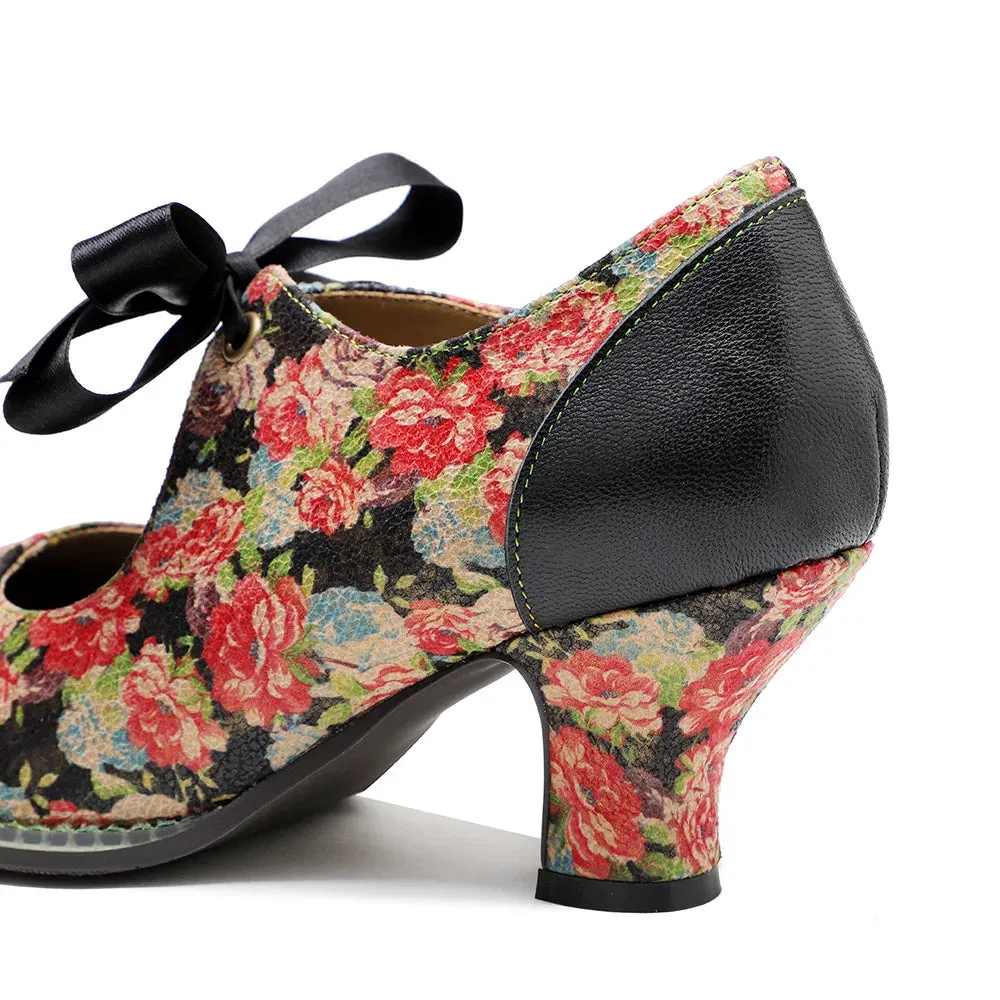 Moggy's Sweet Floral Print Pumps Shoes