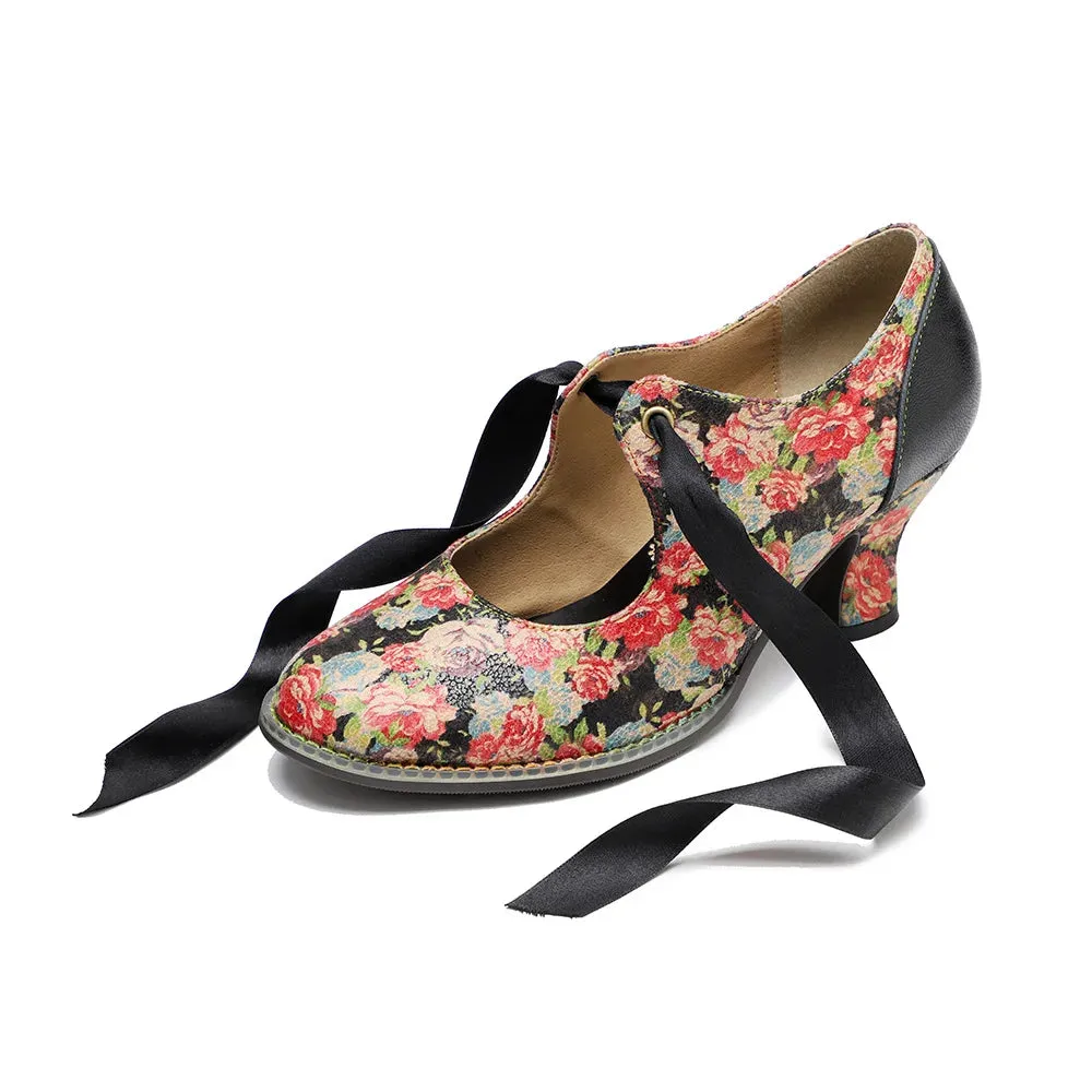 Moggy's Sweet Floral Print Pumps Shoes