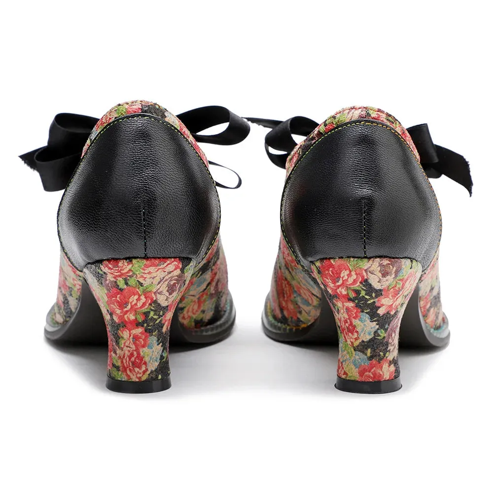 Moggy's Sweet Floral Print Pumps Shoes