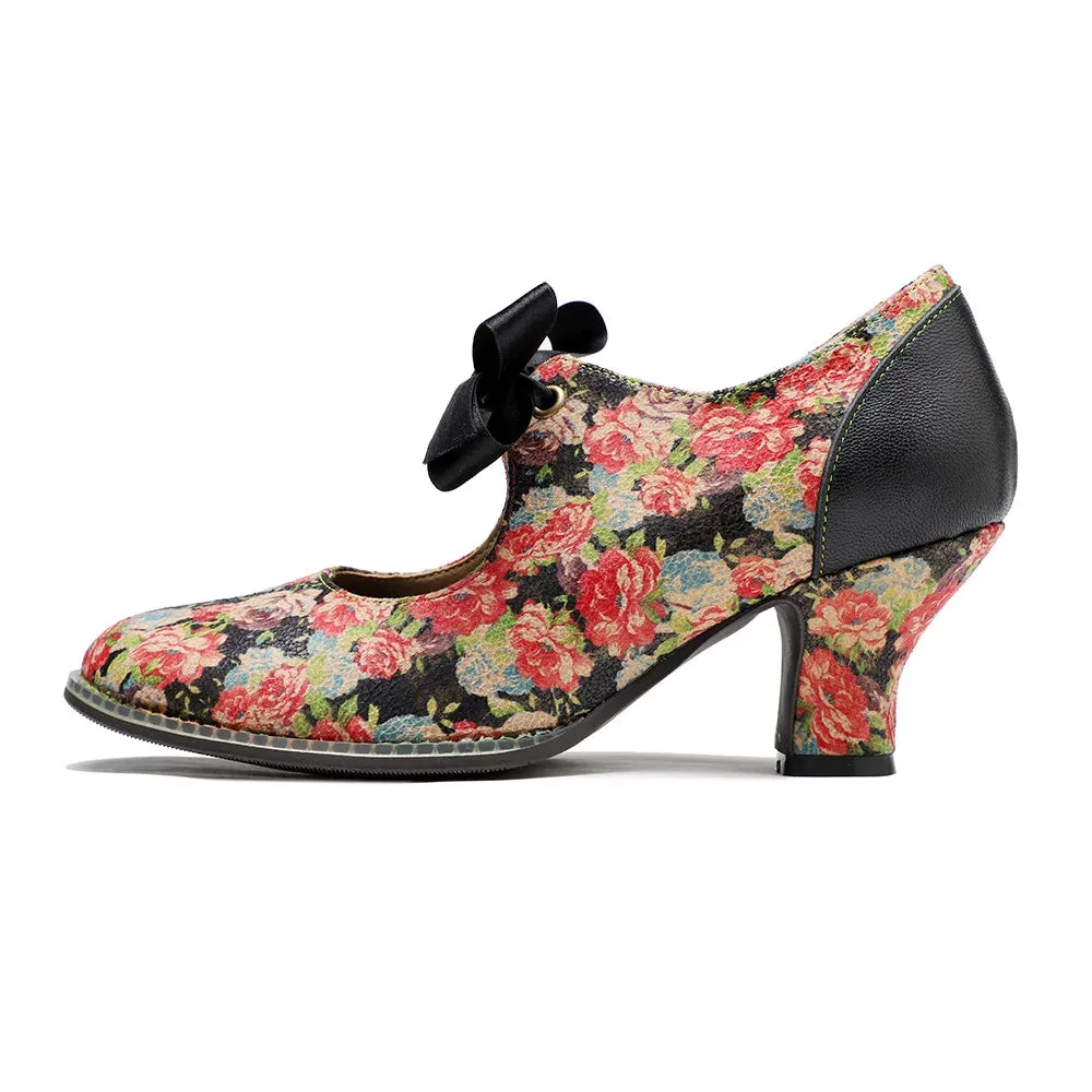 Moggy's Sweet Floral Print Pumps Shoes