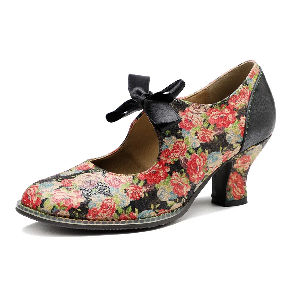 Moggy's Sweet Floral Print Pumps Shoes