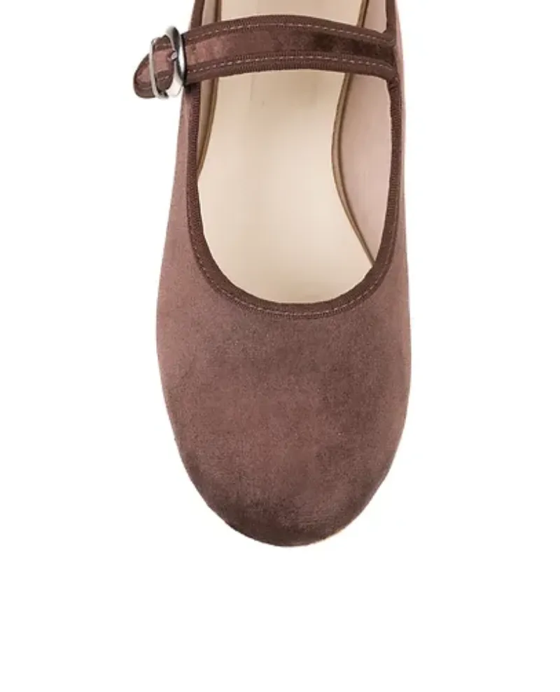 Moi London Brown Velvet Mary Jane Shoes