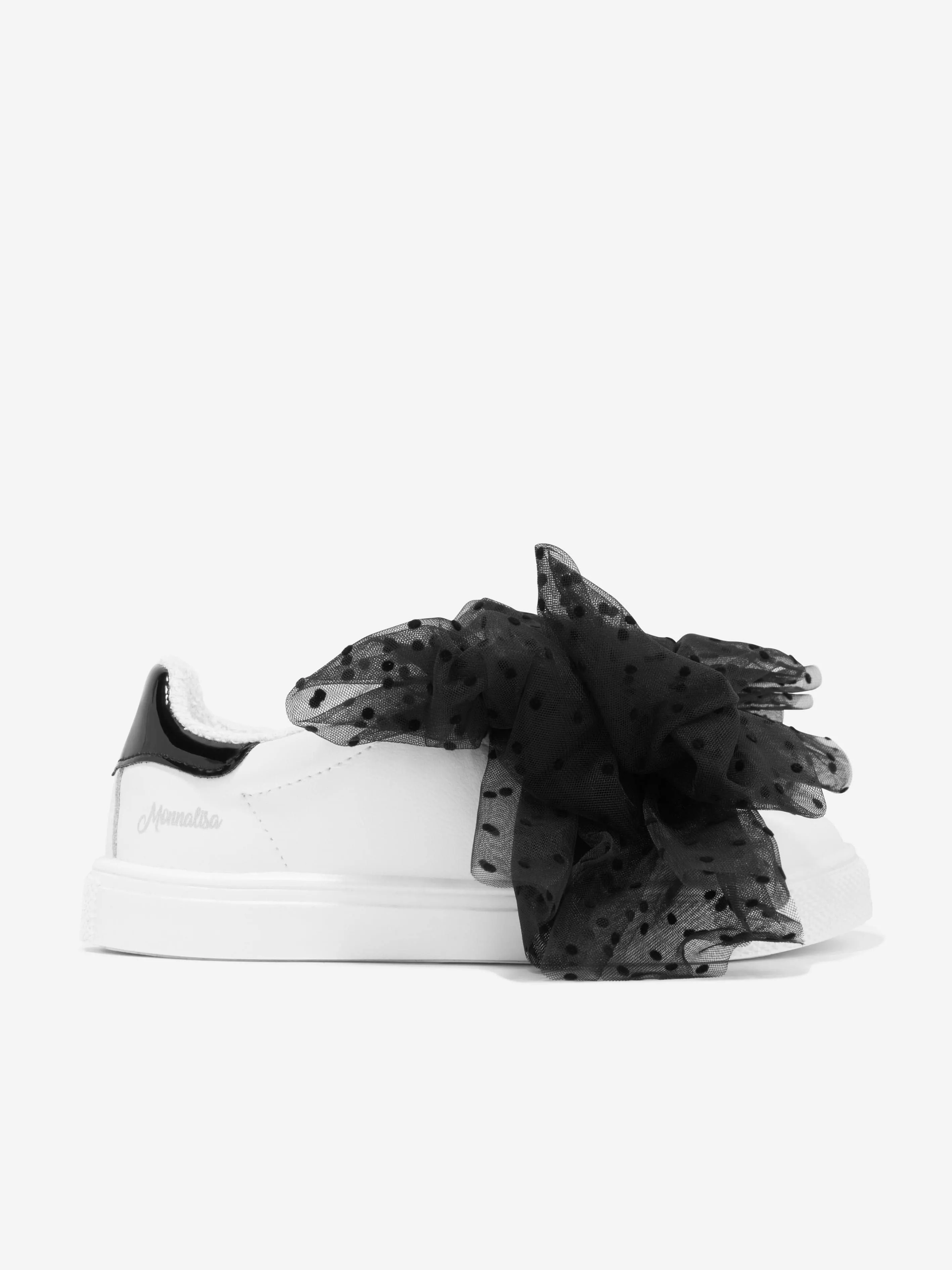 Monnalisa Girls Tulle Bow Trainers in White