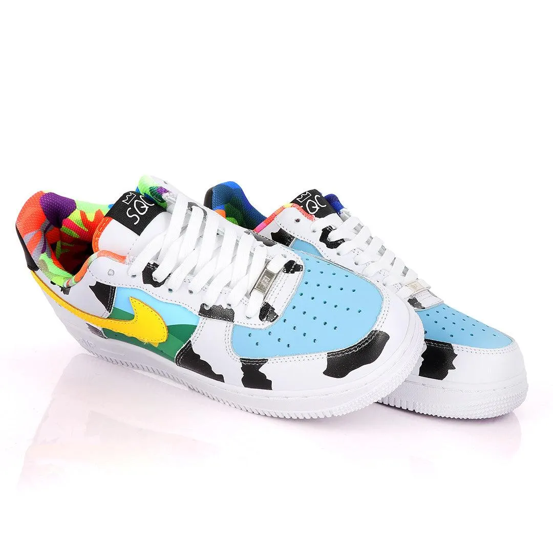 NK Force 1 SQC Low Premium Template Designed White Sneakers