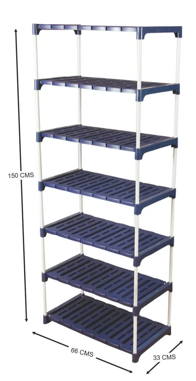 Novatic Multipurpose Portable Shoe Rack for Home Storage, Easy to Move & Assemble Metal Frame Shoe Stand/Shoes Storage Rack Foldable Wide Storage Rack for Books. Toys, Shoes - Navy Blue