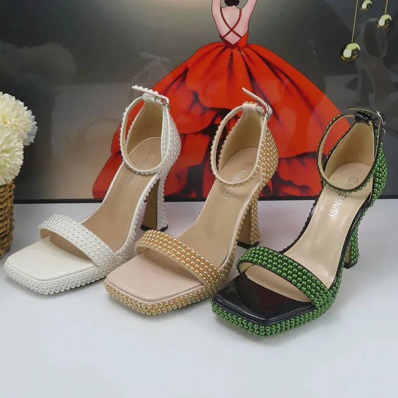 Olive's Beaded Summer Sandal Shoes and Matching Clutch Bag