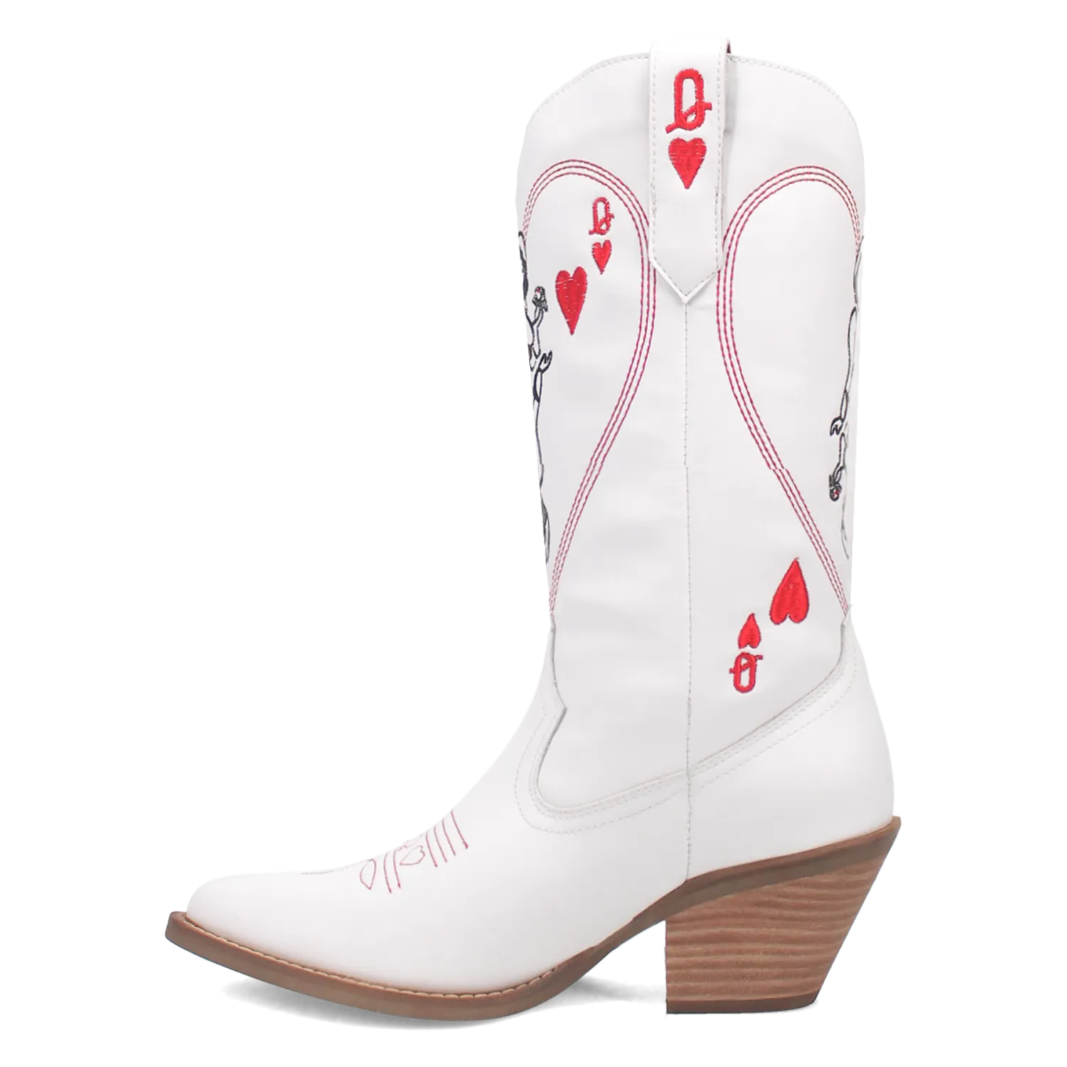 Online Exclusive | Dingo | Queen A Hearts Leather Boot in White**PREORDER