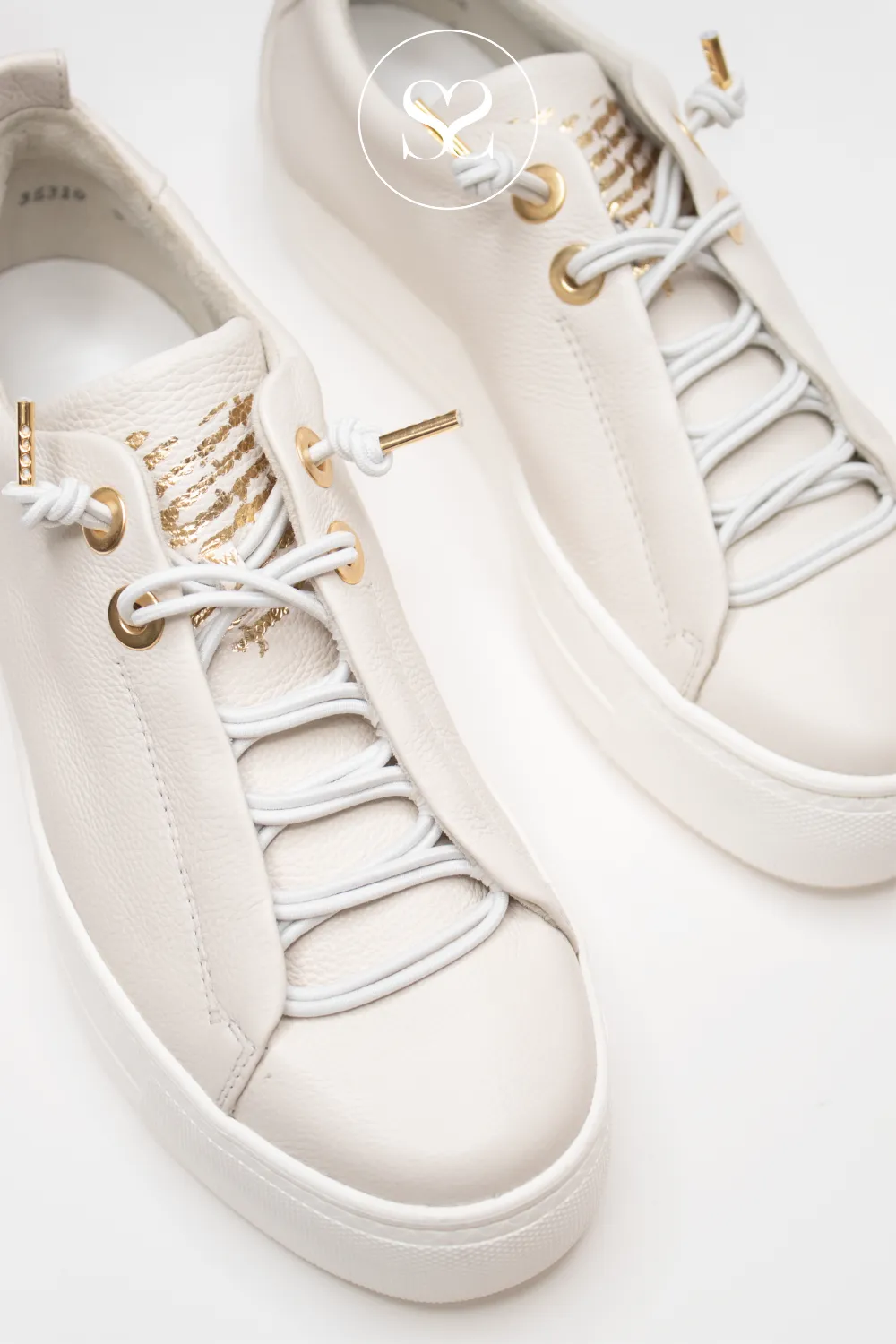 PAUL GREEN 5017-061 IVORY PLATFORM TRAINERS