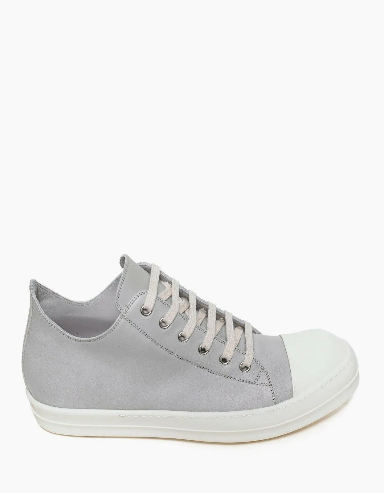 Pearl Grey Leather Low Trainers