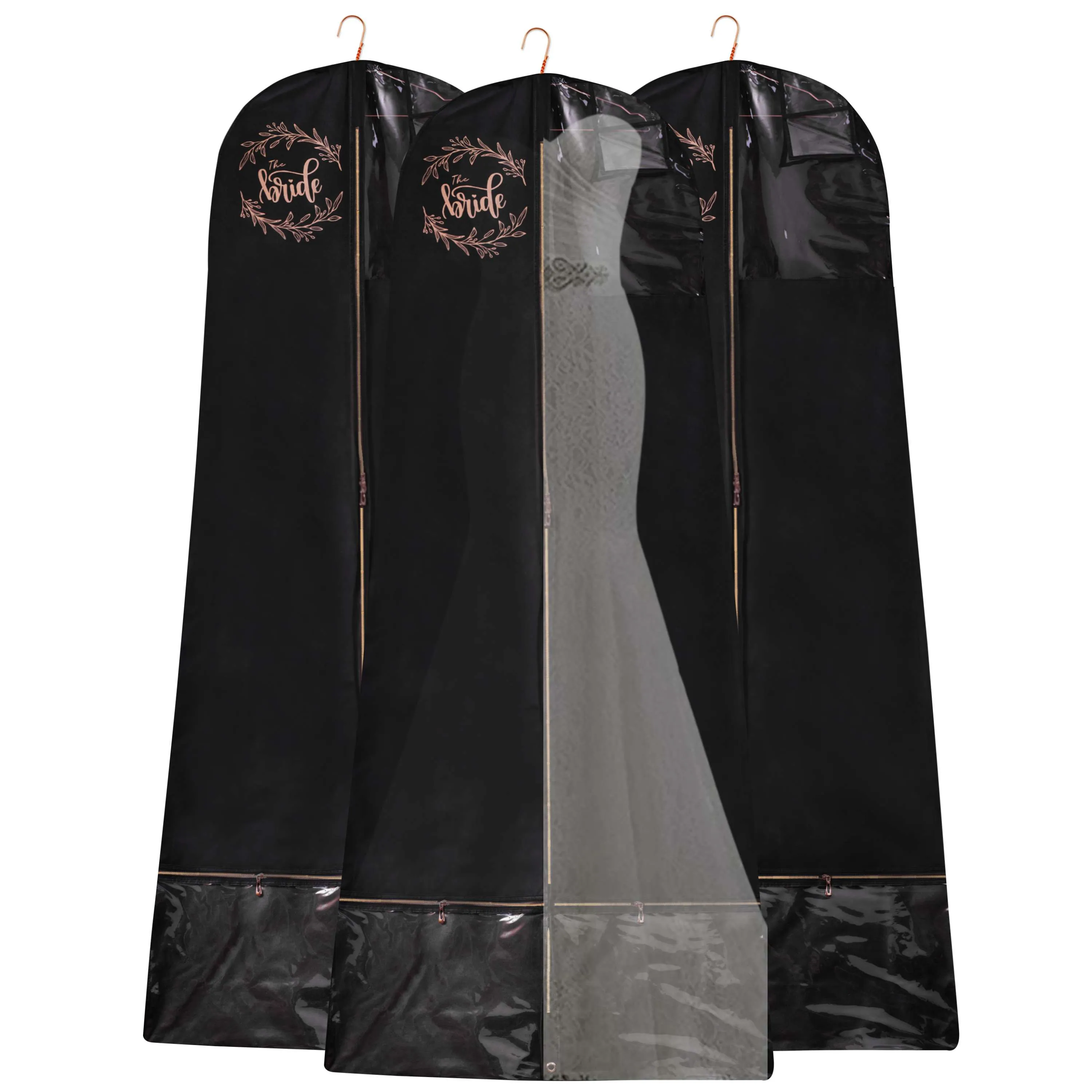 Premium Lehenga Gown Cover 10" Gusset - BLACK