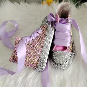 Purple Bling Handmade Canvas Sneakers Kids to Adults Fun Shoes