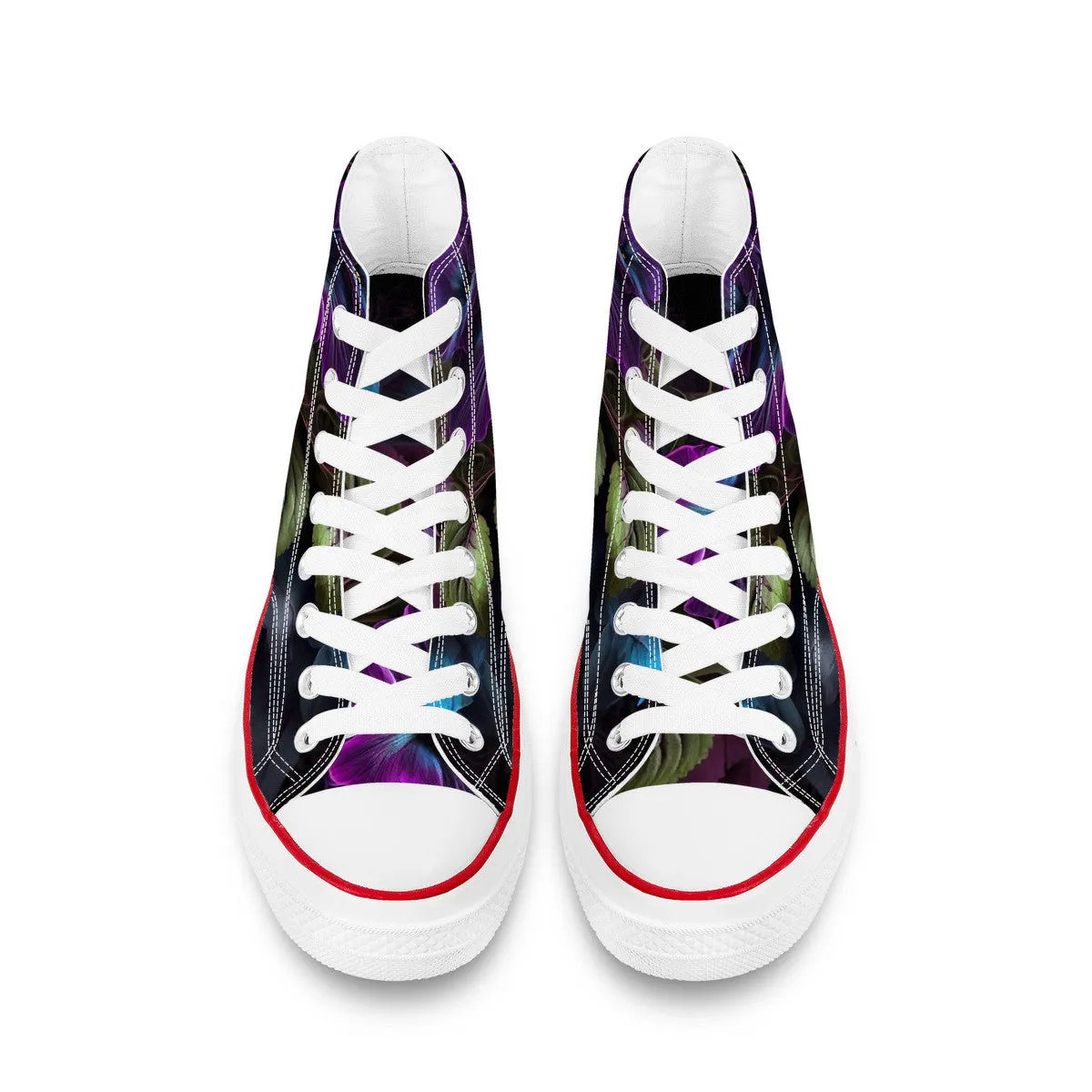 Purple Hibiscus High Top Canvas Shoes