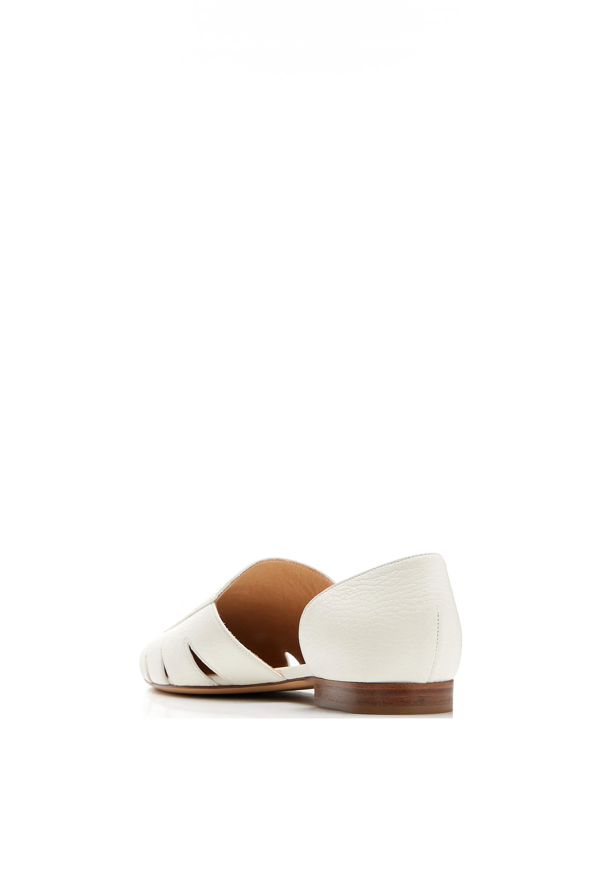 Rory Flat Shoe in Cream Textured Leather