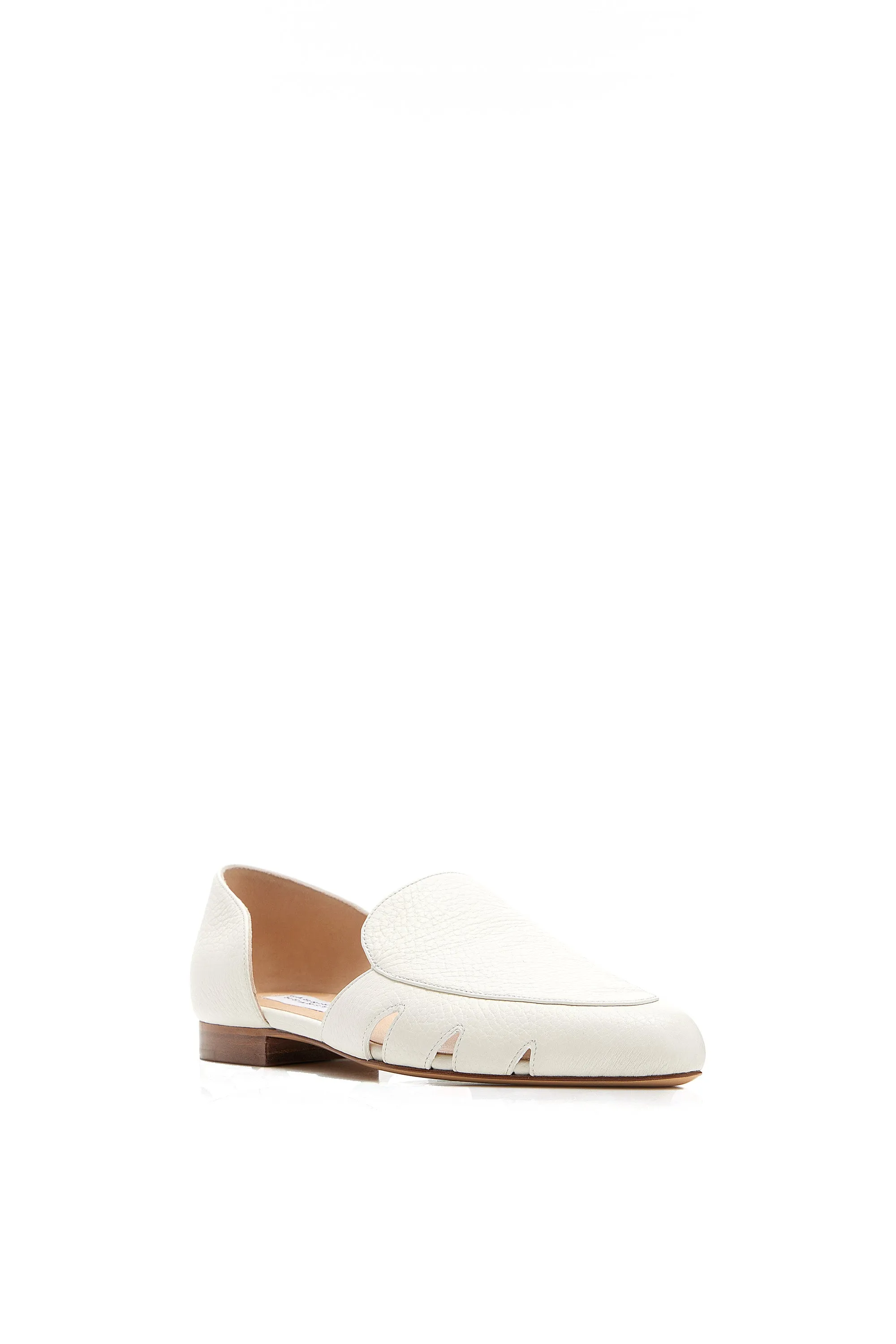 Rory Flat Shoe in Cream Textured Leather