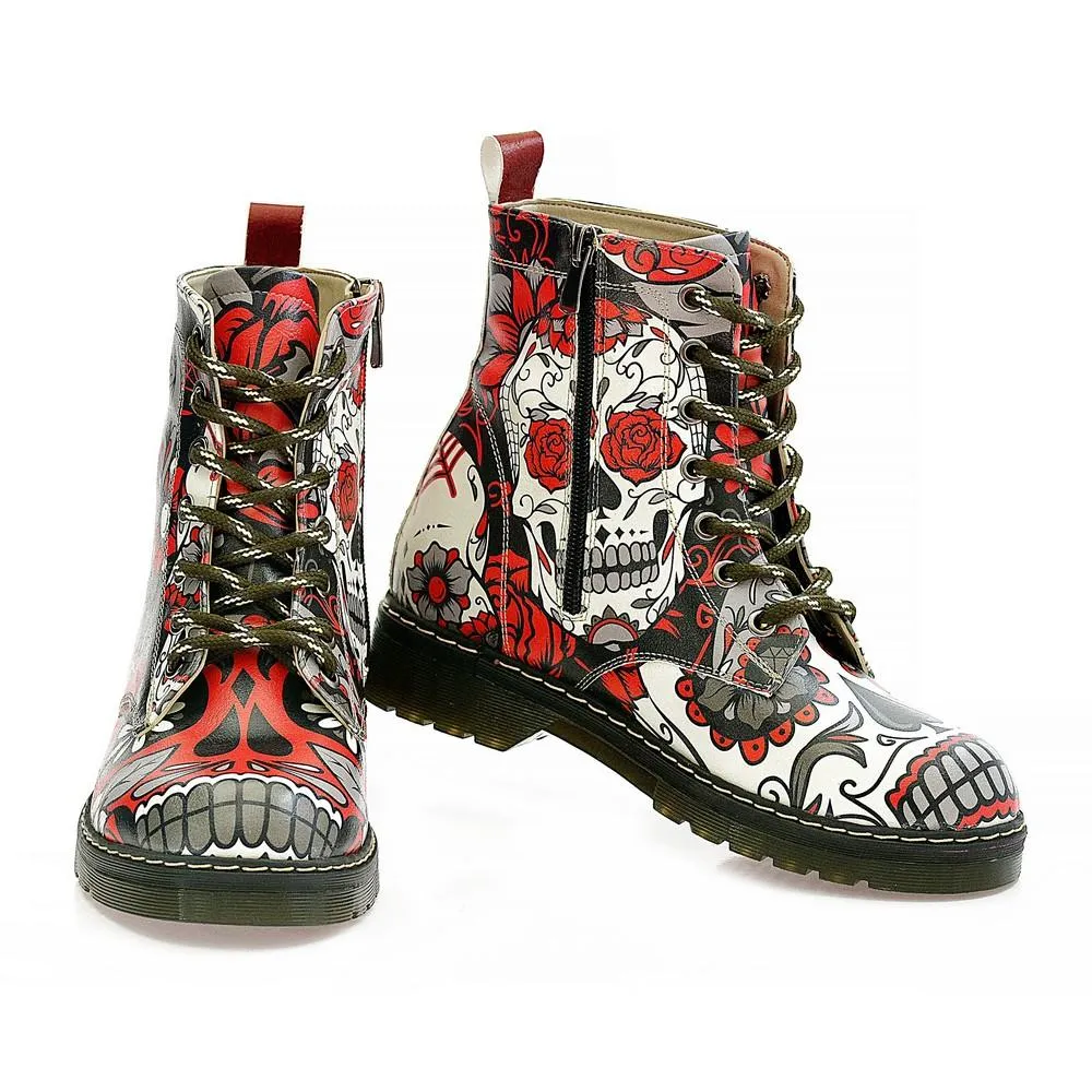 Rose Eyes Skull Long Boots AMAR108