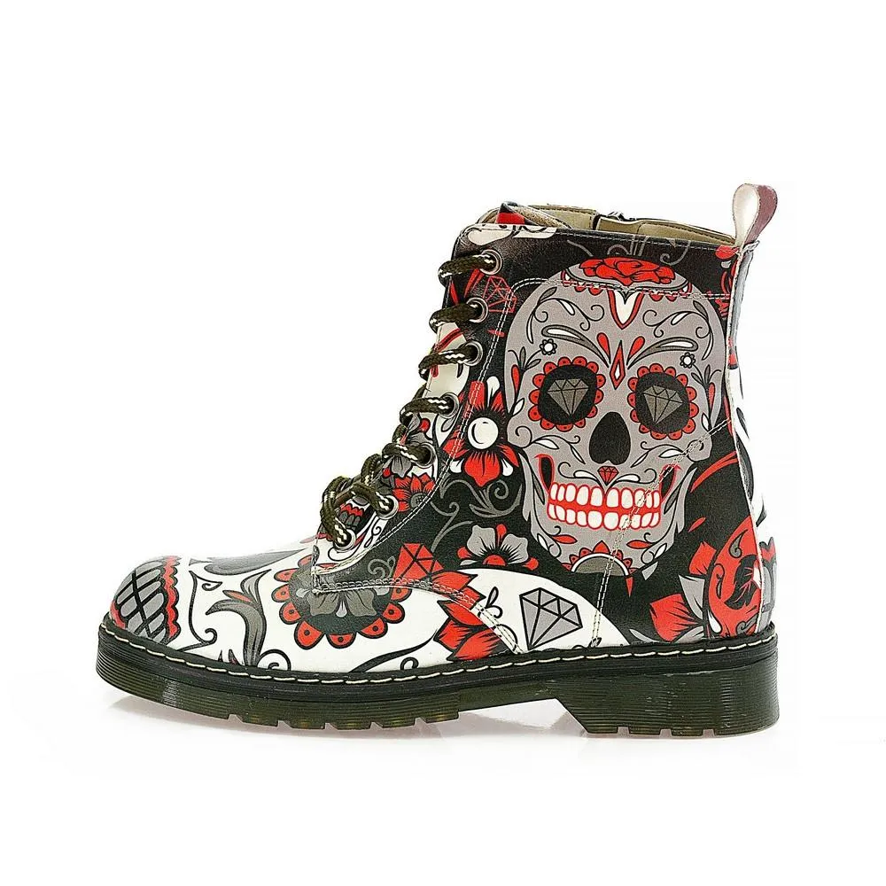 Rose Eyes Skull Long Boots AMAR108