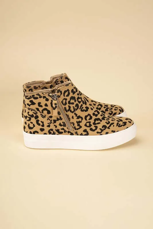 Route-S High Top Leopard Sneakers