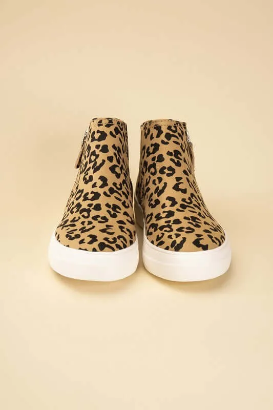 Route-S High Top Leopard Sneakers