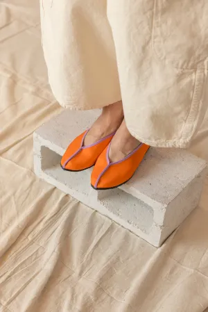 Satin Theater Shoes - Orange with Lilac Trim