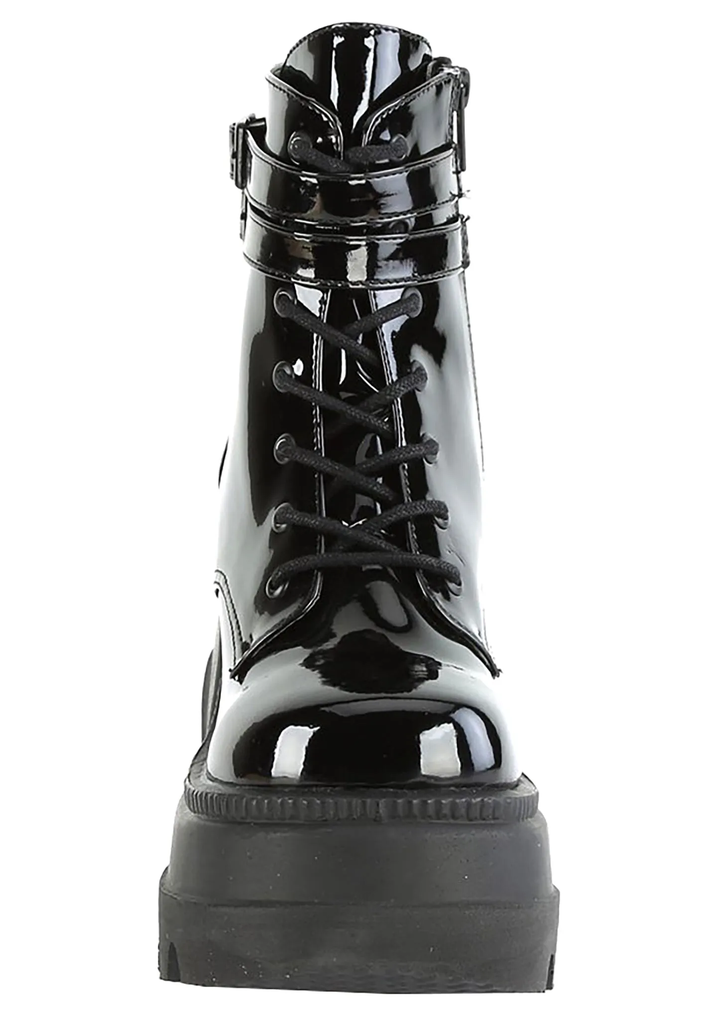 SHAKER 52 Paint it Black Patent Black Platform Boots