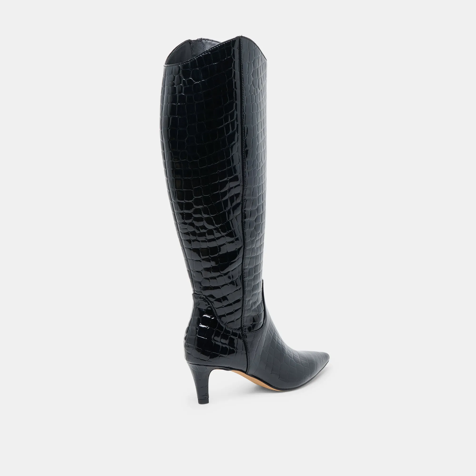 SHILAH WIDE CALF BOOTS NOIR EMBOSSED LEATHER