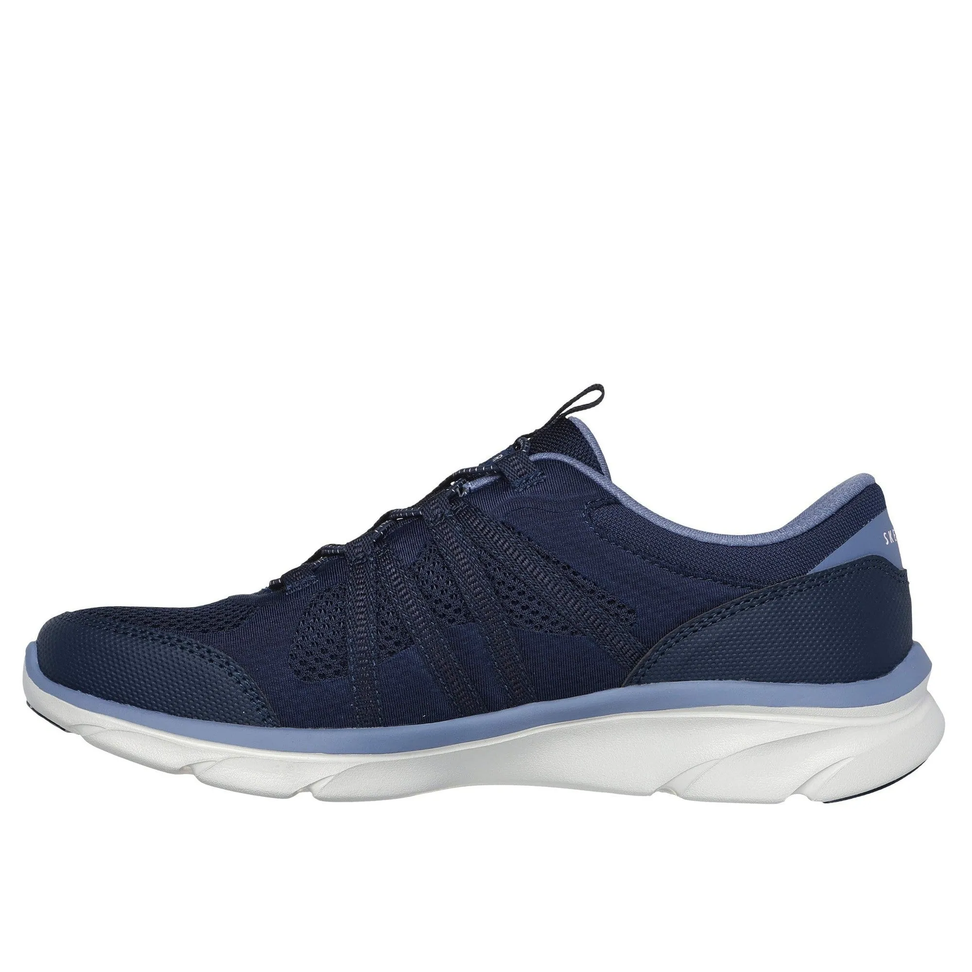 Skechers 104347 D'lux Comfort - Surreal Ladies Navy Blue Textile Lace Up Trainers