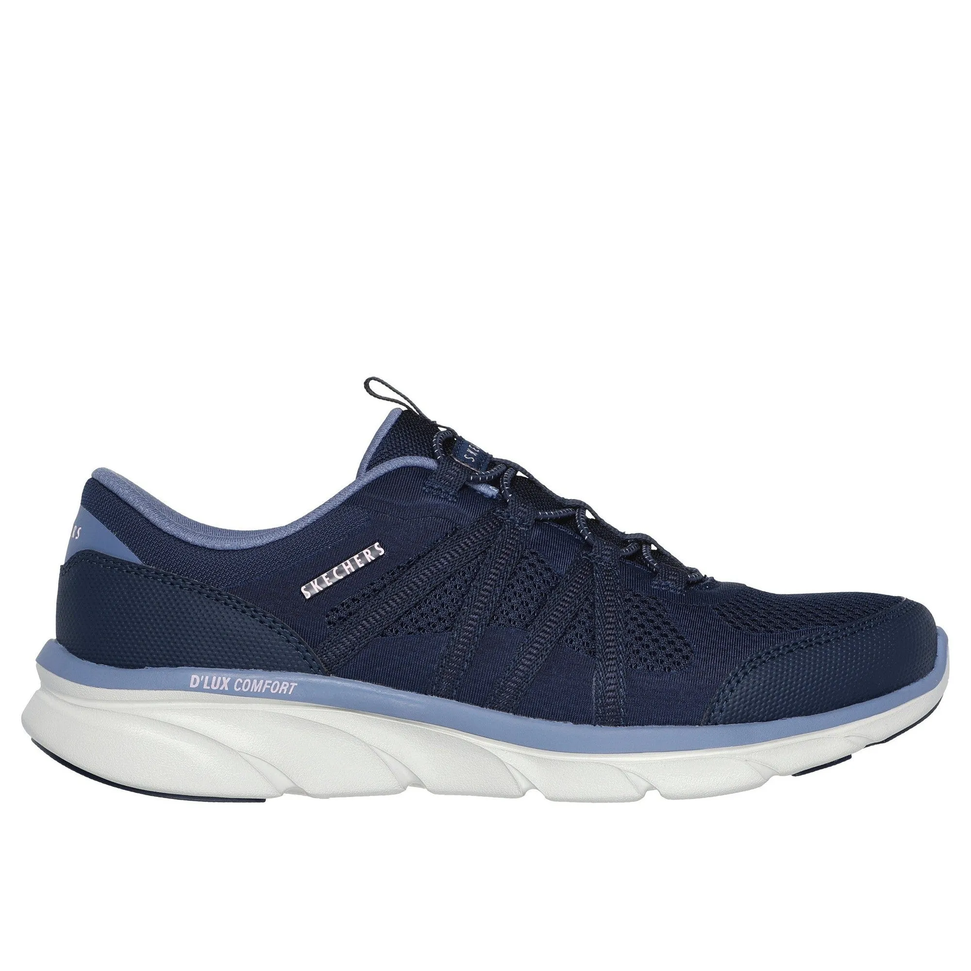 Skechers 104347 D'lux Comfort - Surreal Ladies Navy Blue Textile Lace Up Trainers