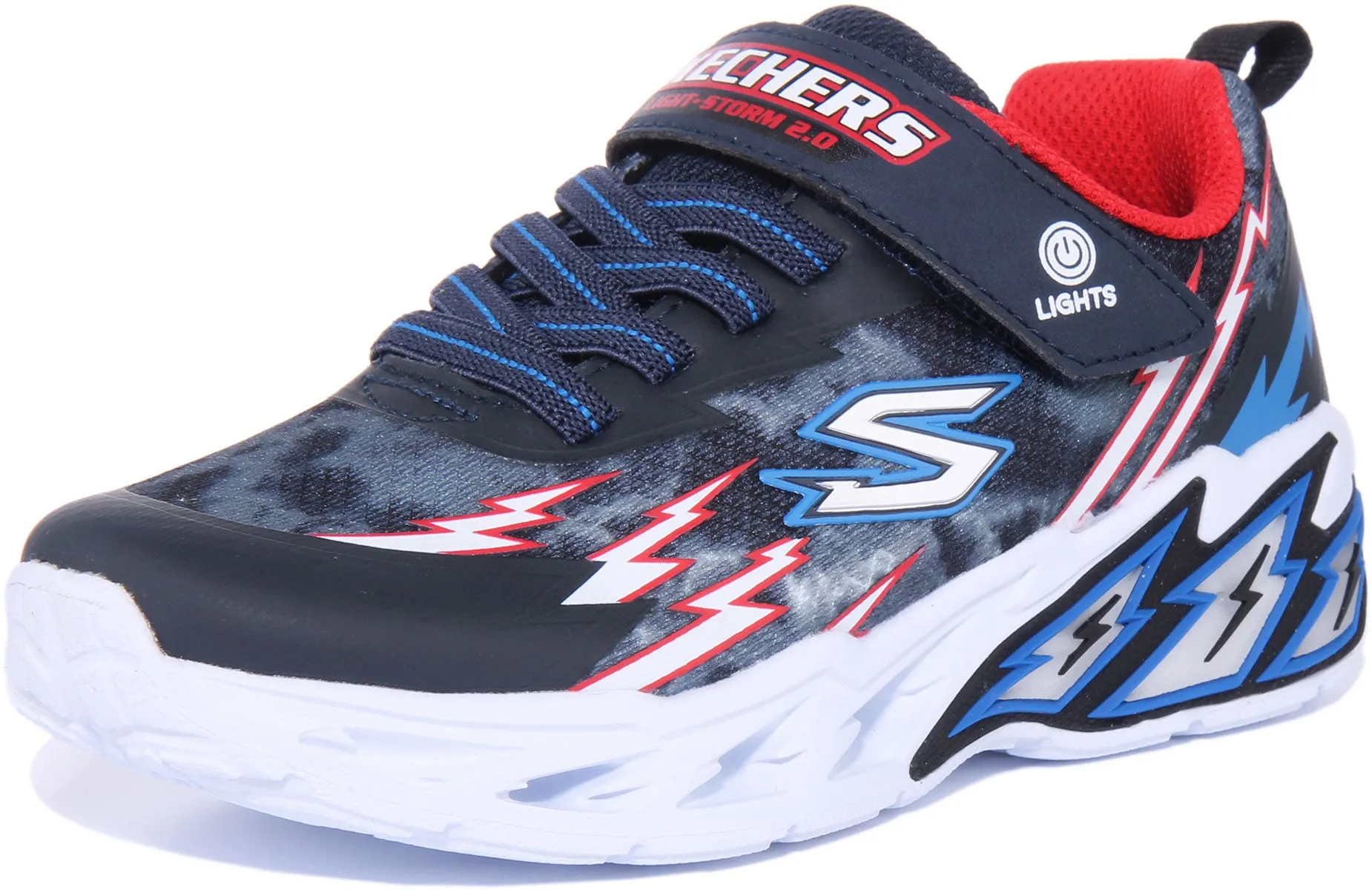 Skechers Light Storm 2.0 In Navy Red For Kids