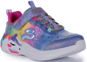 Skechers Lights In Blue Unicorn Trainers For Kids