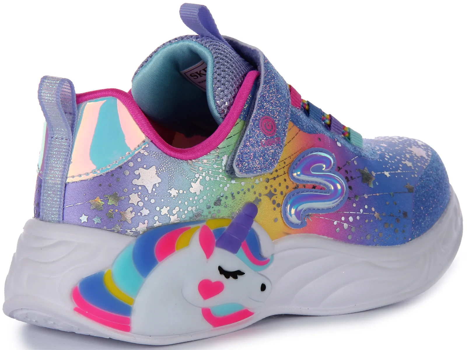 Skechers Lights In Blue Unicorn Trainers For Kids