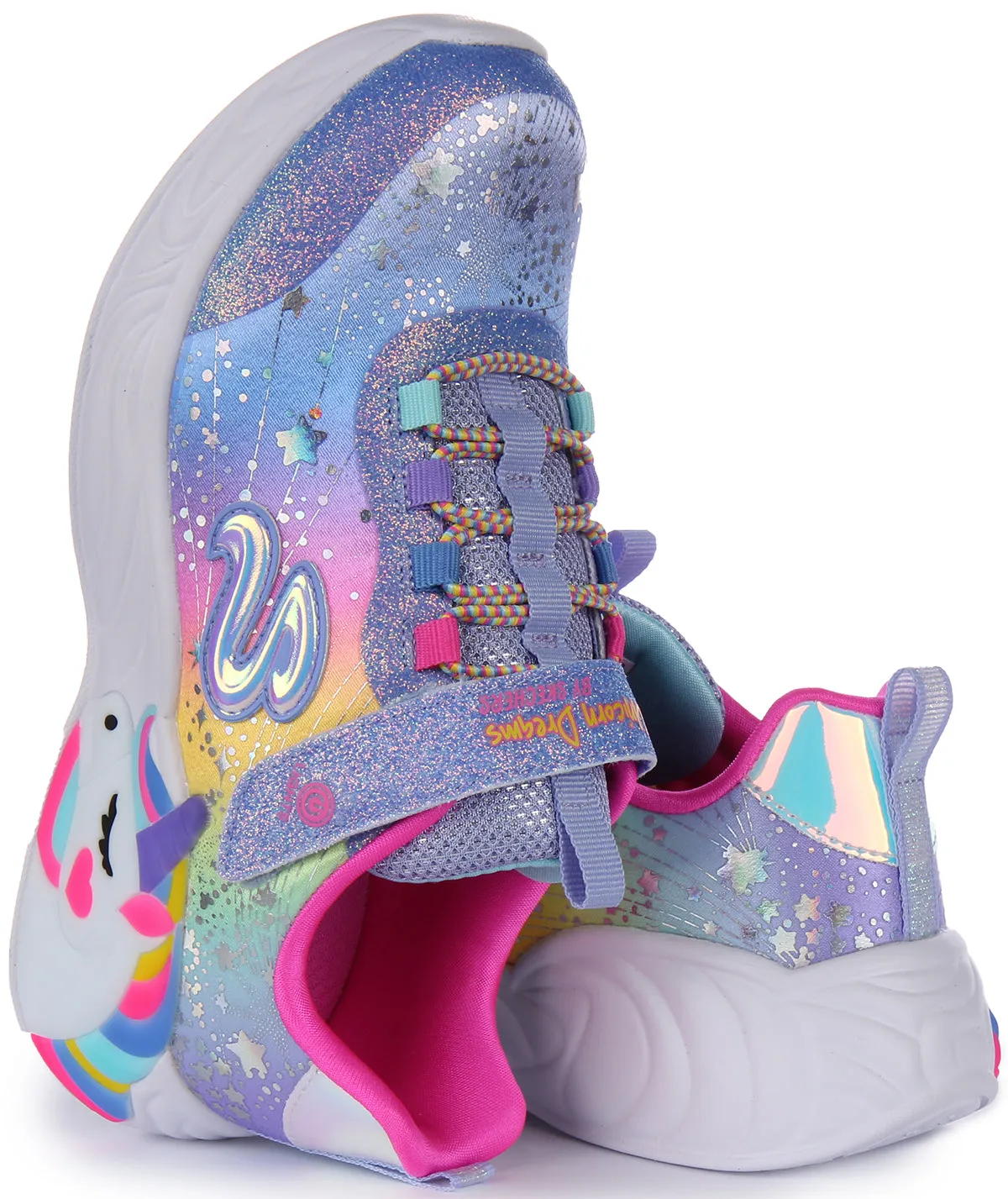 Skechers Lights In Blue Unicorn Trainers For Kids