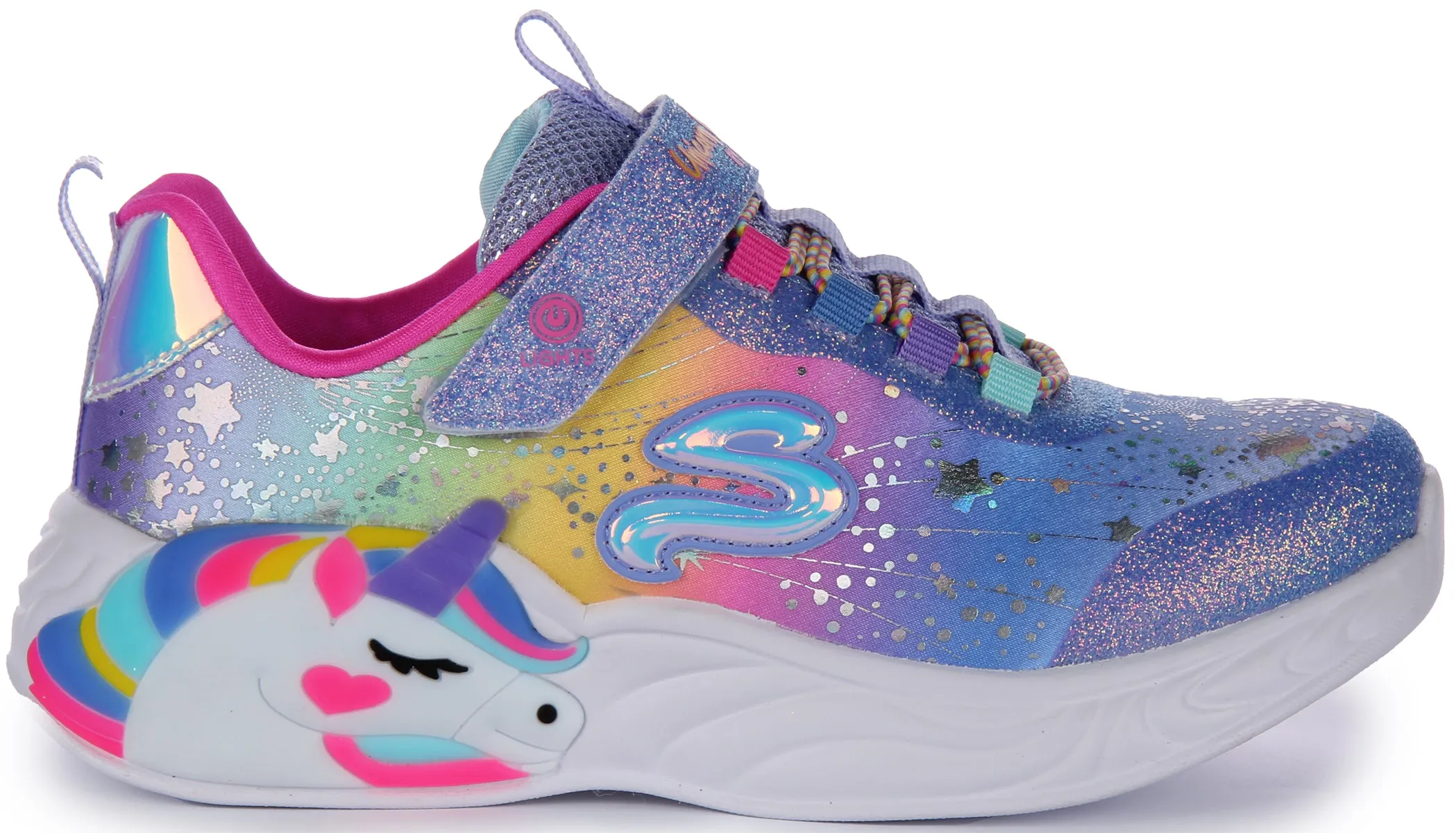 Skechers Lights In Blue Unicorn Trainers For Kids