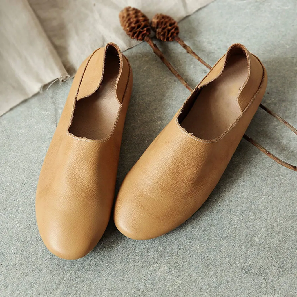 Spring Summer Soft Bottom Leather Flat Women's Shoes | Gift Shoes