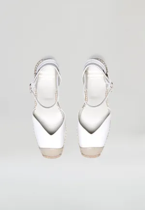 Square Toe Wedges - White Leather