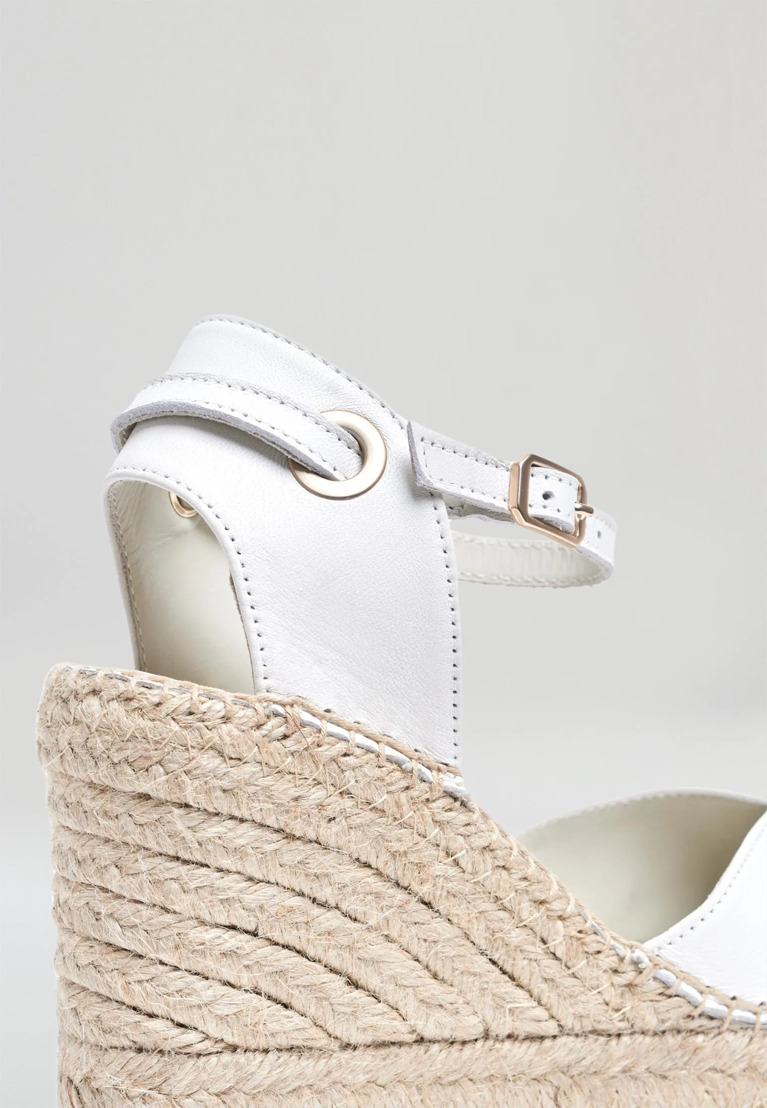 Square Toe Wedges - White Leather