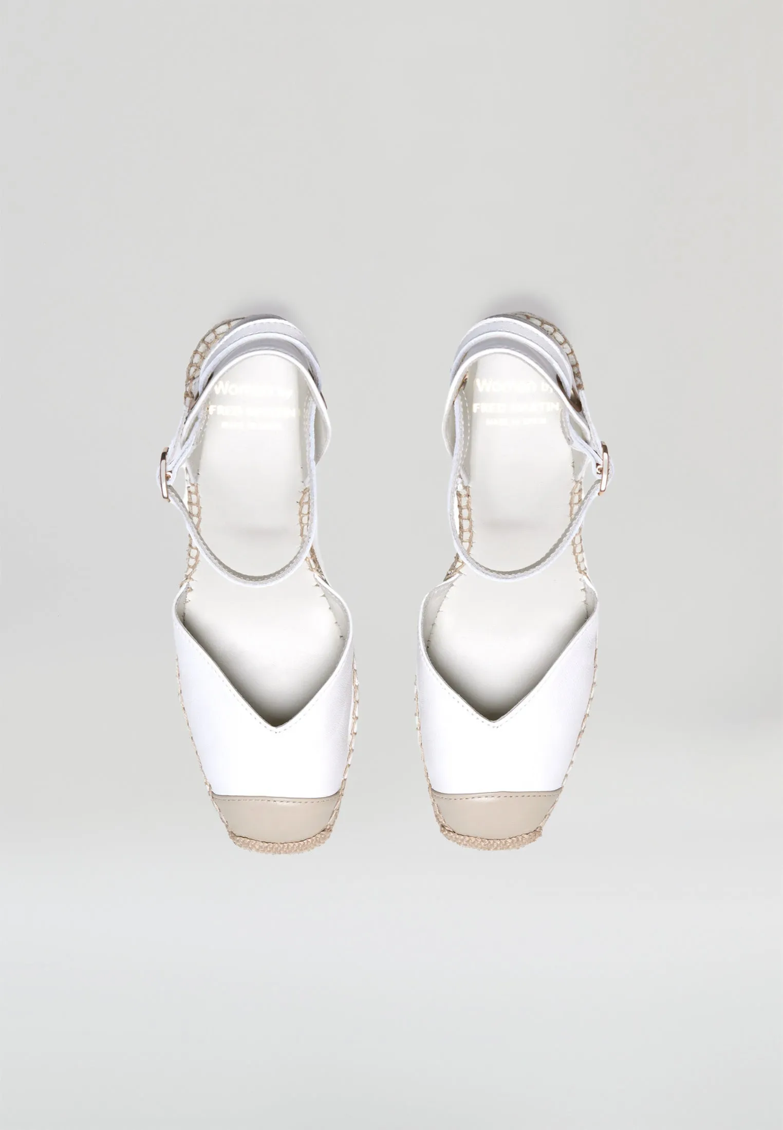 Square Toe Wedges - White Leather