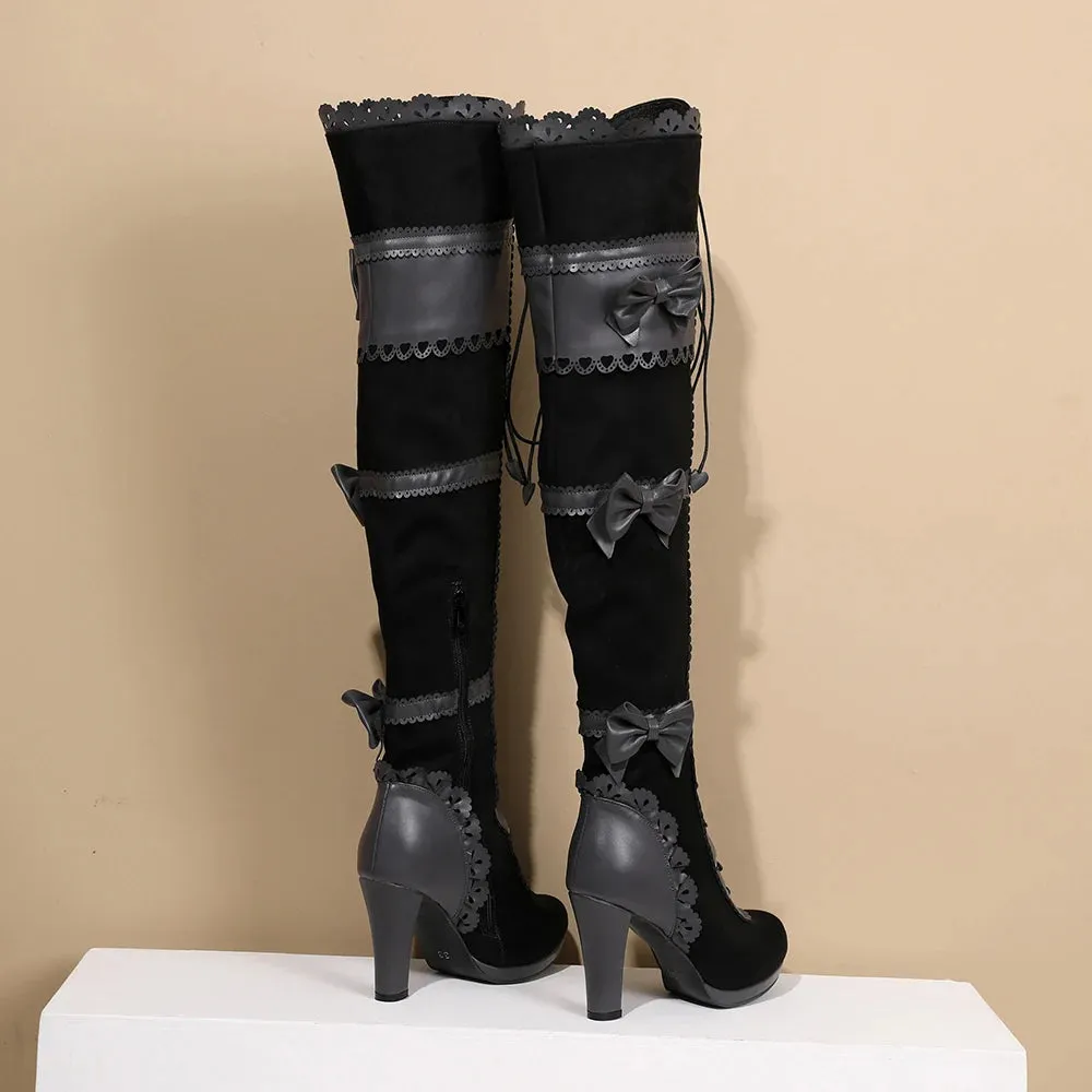 Steampunk Victorian Thigh High Pirate Boots Lace Up Cosplay Boots