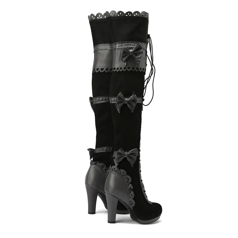 Steampunk Victorian Thigh High Pirate Boots Lace Up Cosplay Boots