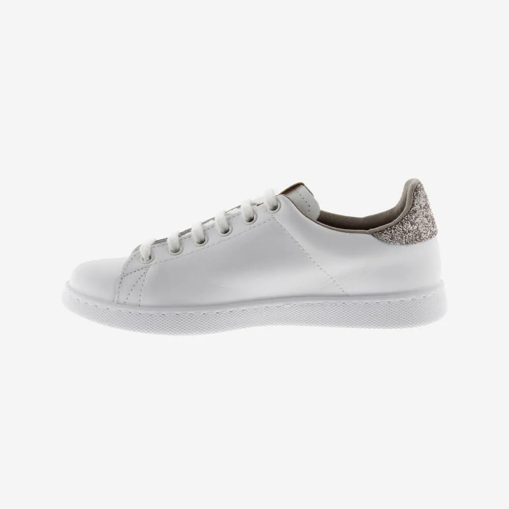 Tenis Leather & Glitter Swirls Nude Trainers