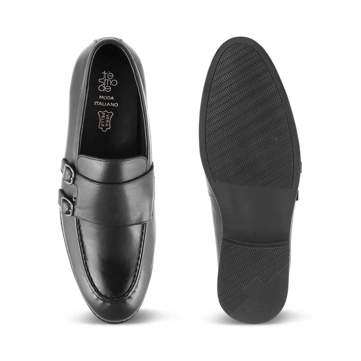 The Bondy Black Men's Double Monk Shoes Tresmode