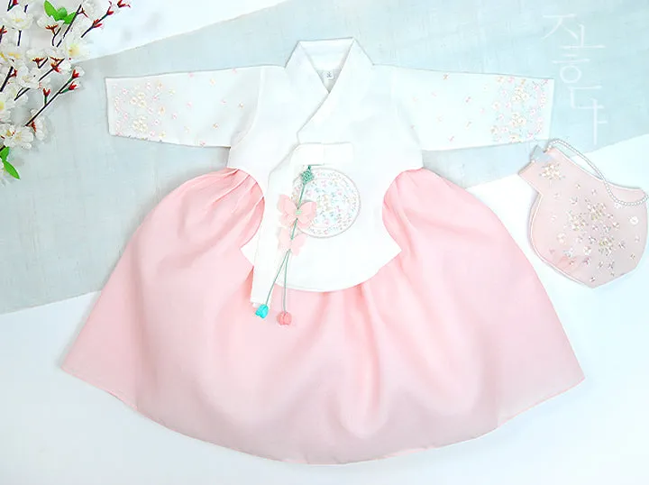 Tiny Wild Flower Baby Girl Hanbok in Ivory