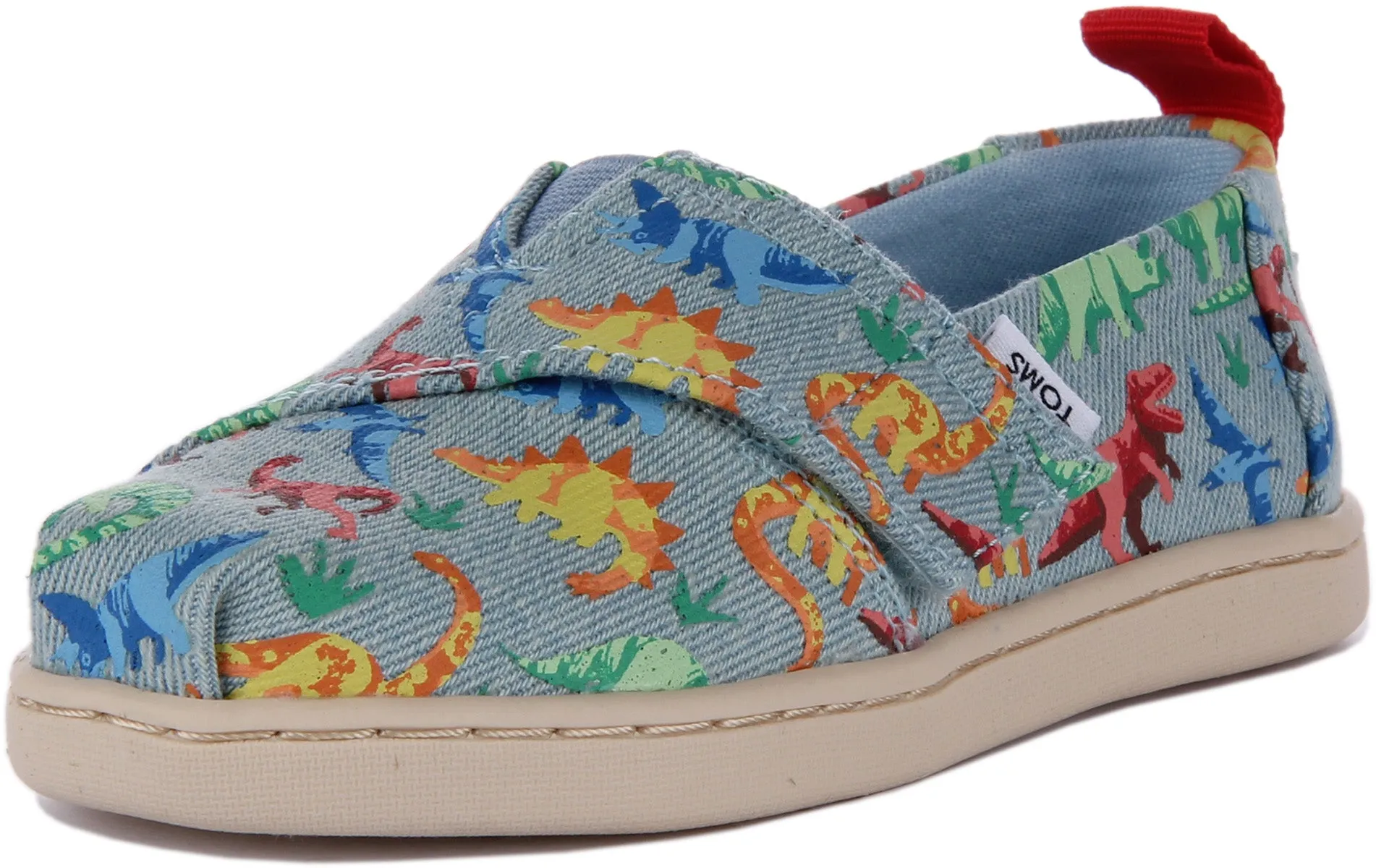 Toms Tiny Alpargata In Blue Dinosaurs For Infants