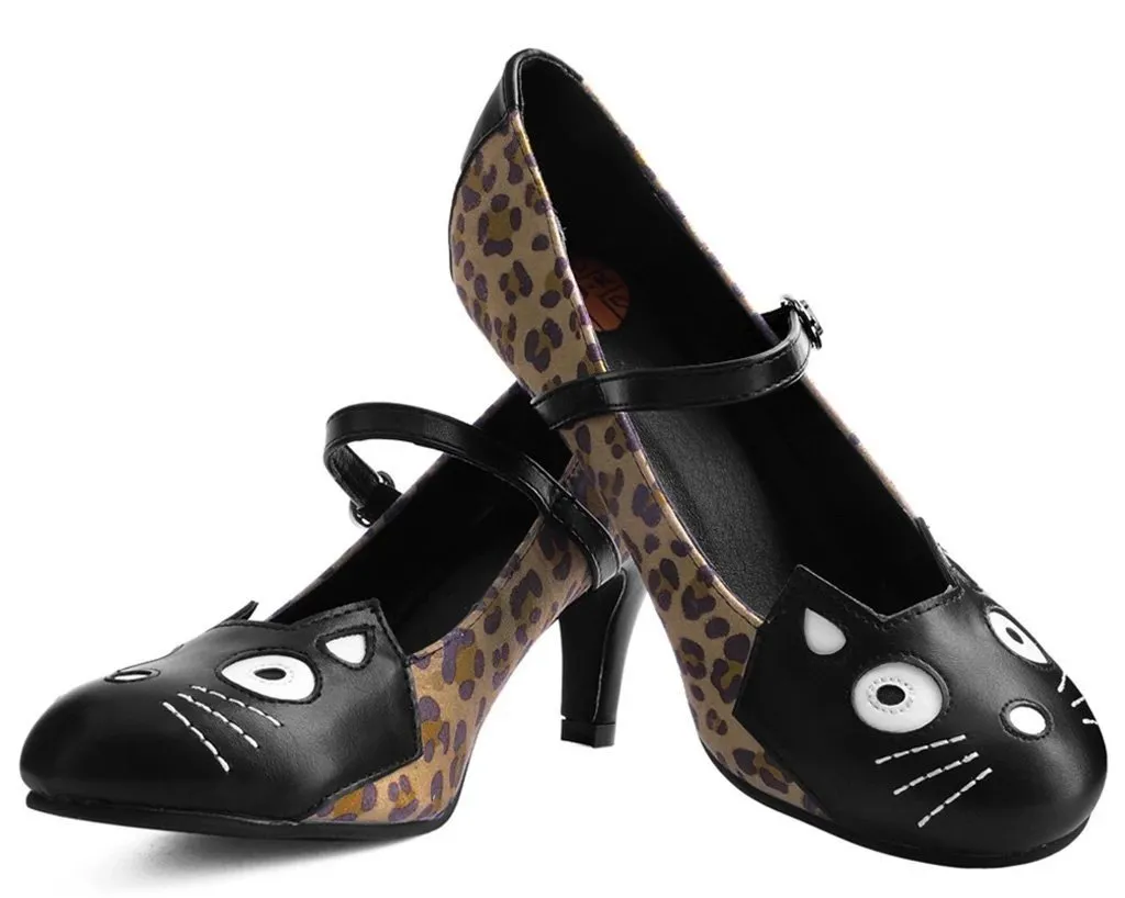 TUK A9444L Leopard Kitty Mary Jane Heel