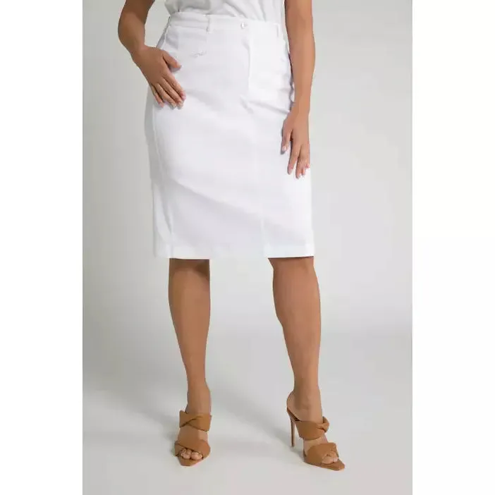 Ulla Popken Stretch Skirt in White