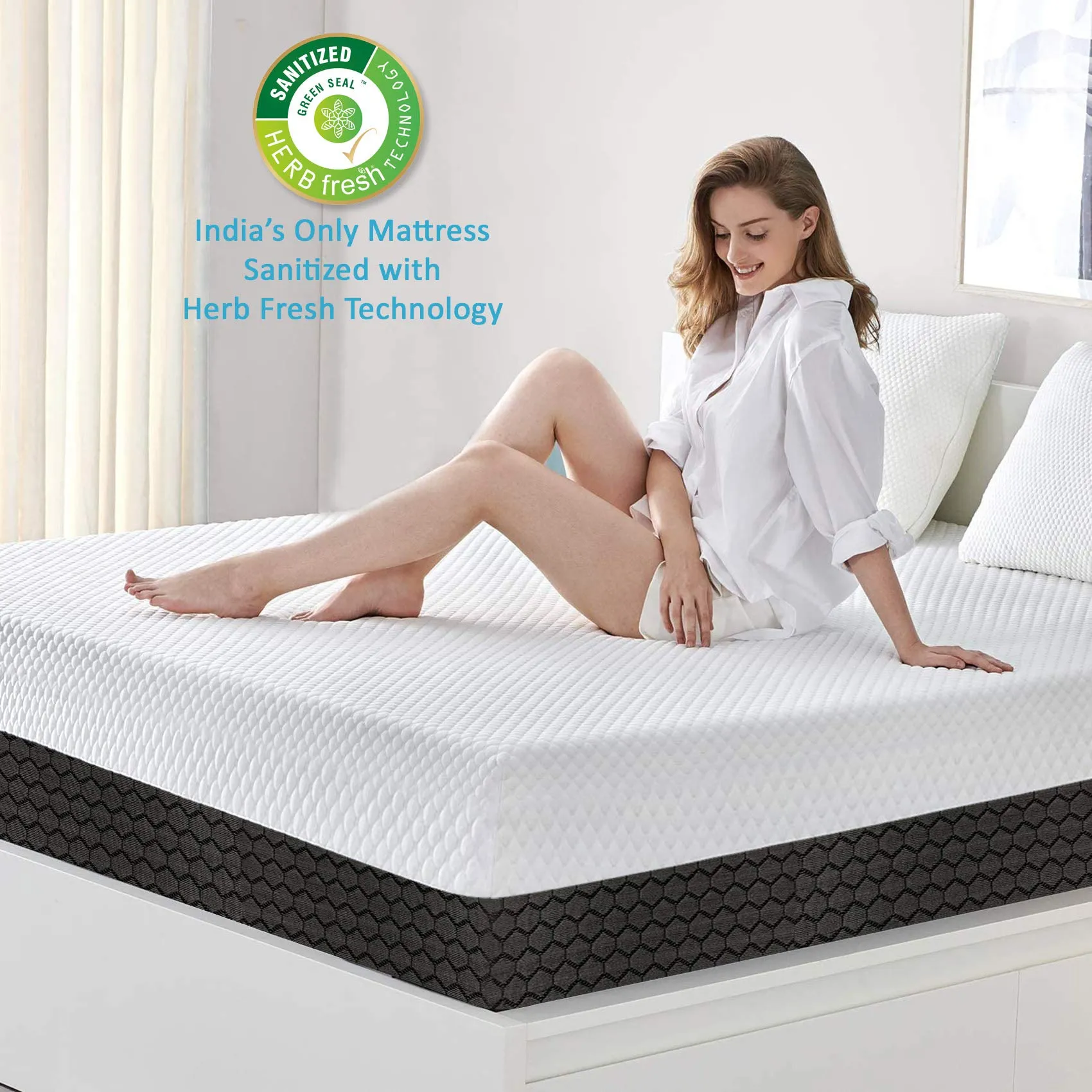 USHA Shriram Ortho Sense 3 Zoned PCM at Factory Rate Cooling Memory Foam Single 8 Inch Roll Packed Mattress (72x36x8)