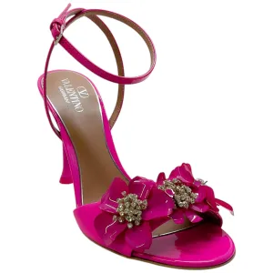 Valentino Pink Patent Archive Wild Flower Leather Sandals