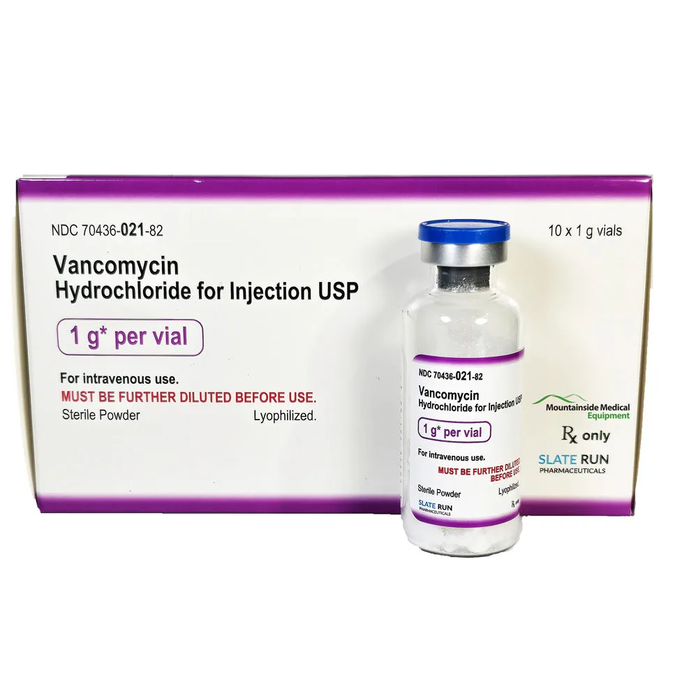 Vancomycin Hydrochloride Injection 1 gram Vial, Preservative Free (RX)