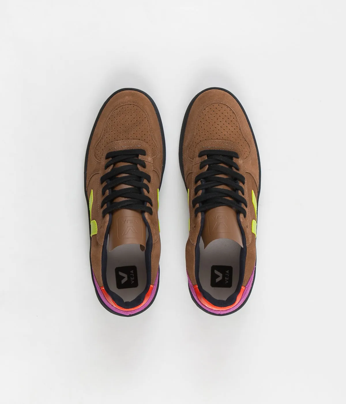 Veja V-10 Bastille Suede Shoes - Tent / Multicolour Fluoro / Black Sole