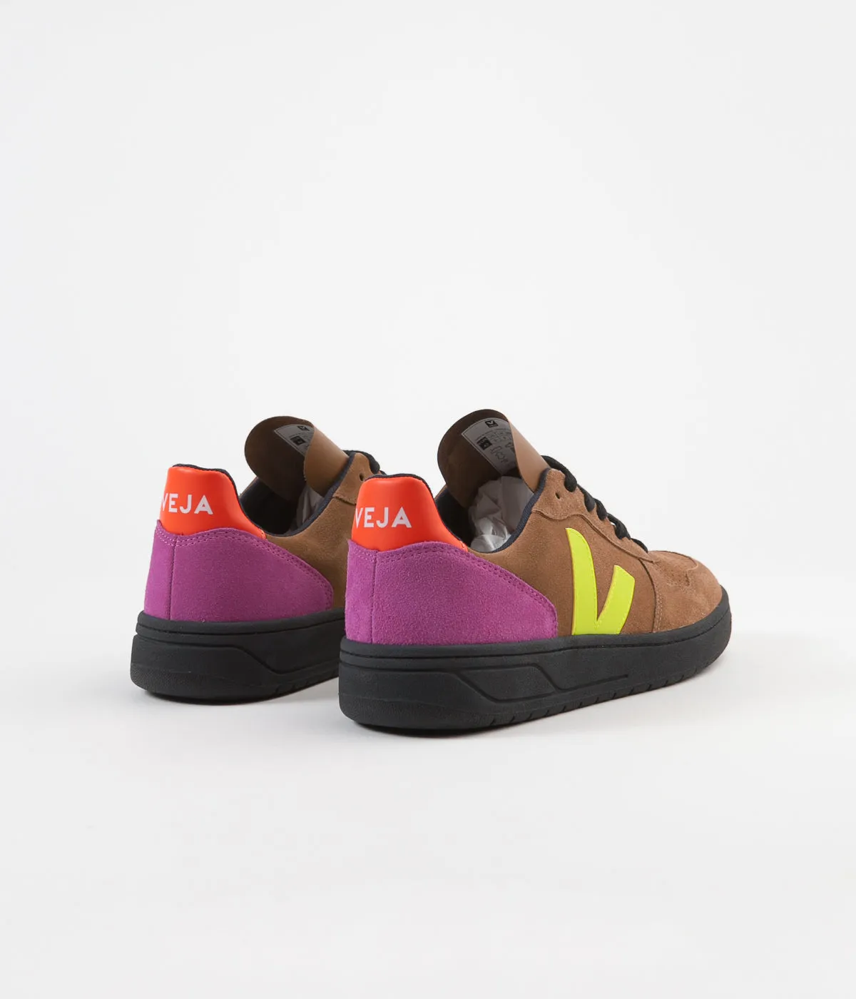 Veja V-10 Bastille Suede Shoes - Tent / Multicolour Fluoro / Black Sole